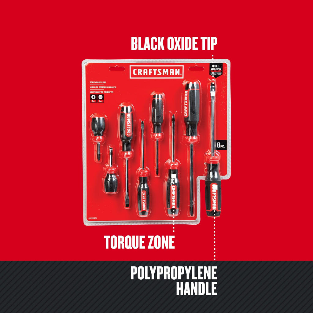 CRAFTSMAN Screwdriver Set, Bi-Material, 8 Piece Set