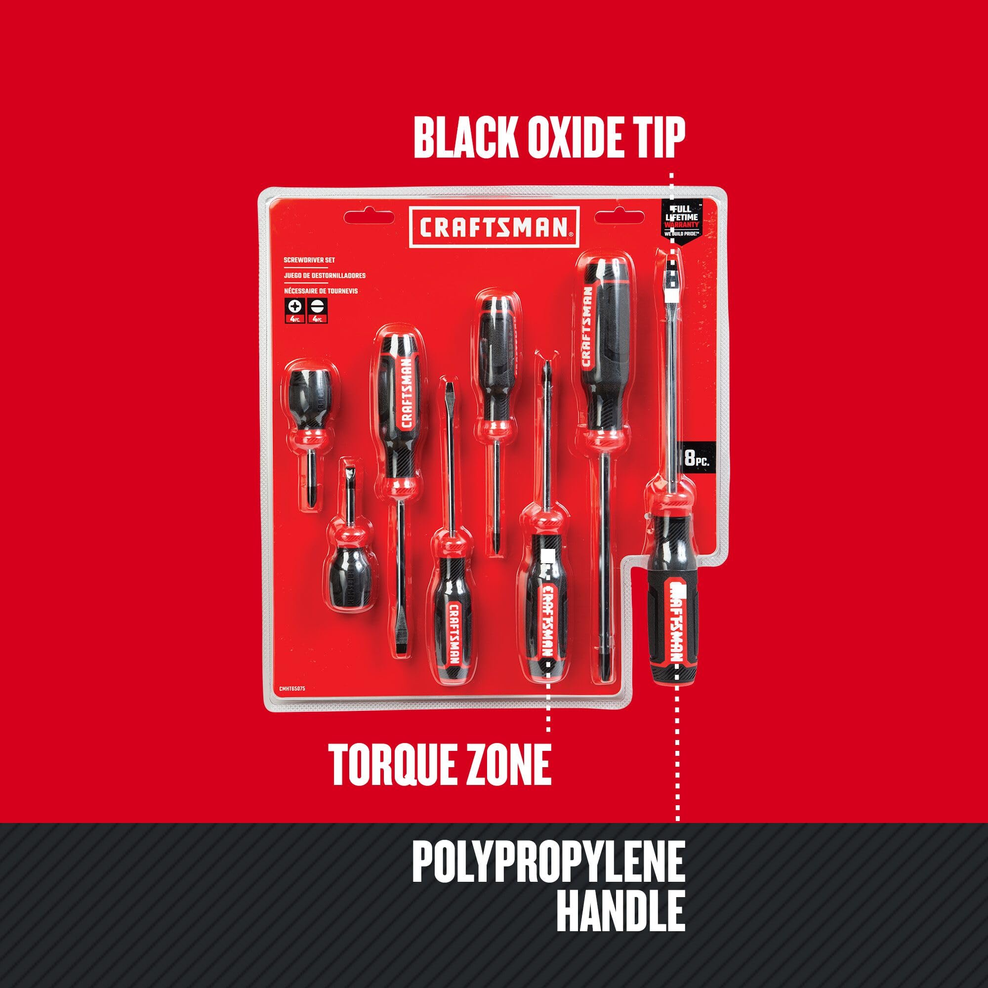 CRAFTSMAN Screwdriver Set, Bi-Material, 8 Piece Set