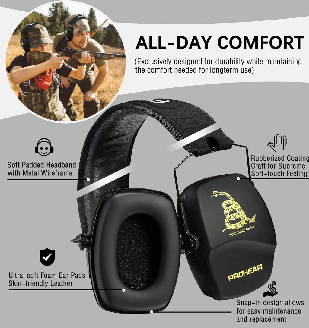 PROHEAR 016 NRR 26dB Shooting Ear Protection, Slim Passive Earmuffs