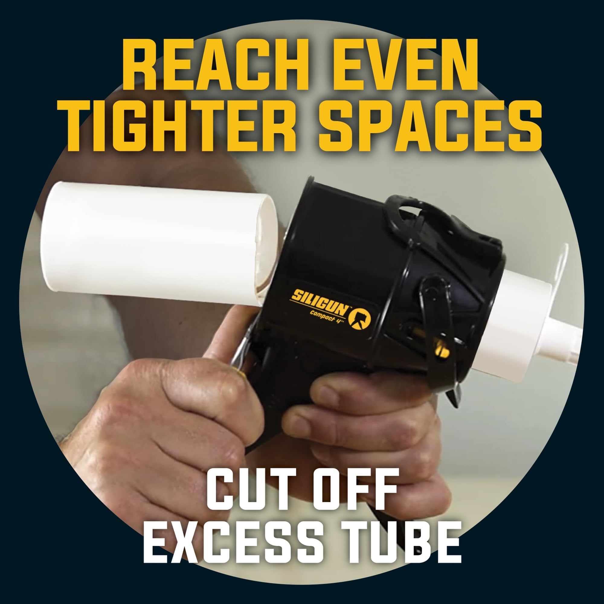 SILIGUN™ Compact Caulking Gun - No Drip Caulk Gun - Patented Design - Lightweight ABS Frame - Works with All 10 oz Tubes