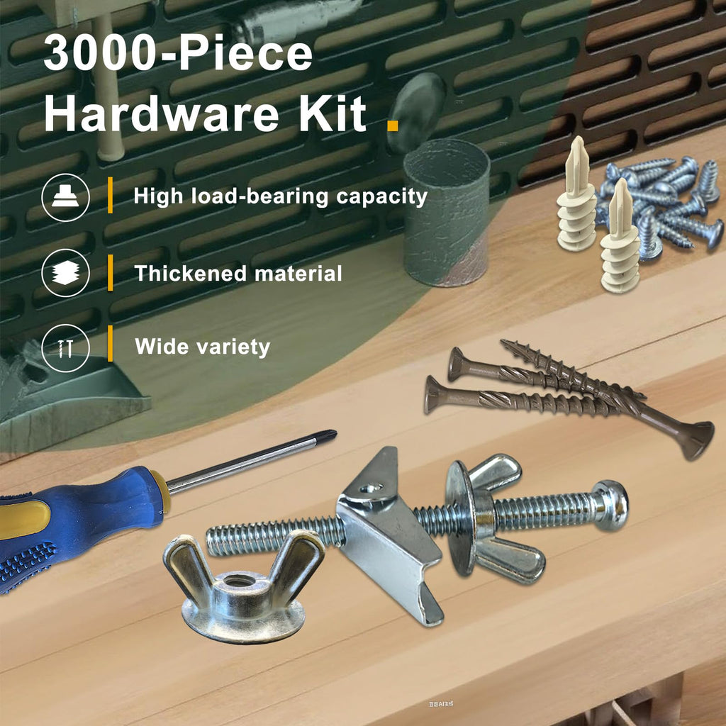 Haespot 3000-Piece Hardware Kit with Anchors, Tapping Screws, Deck Screws&Nails–DIY-Friendly,3-Tier Storage for Home Projects