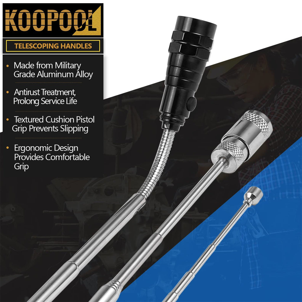 Telescoping Magnetic Pickup Tool Set, Inspection Mirror Telescoping, LED Flashlight, Cool Gadgets for Men, Gifts for Dad, Husband, Kids, Boyfriend, Magnet Stick