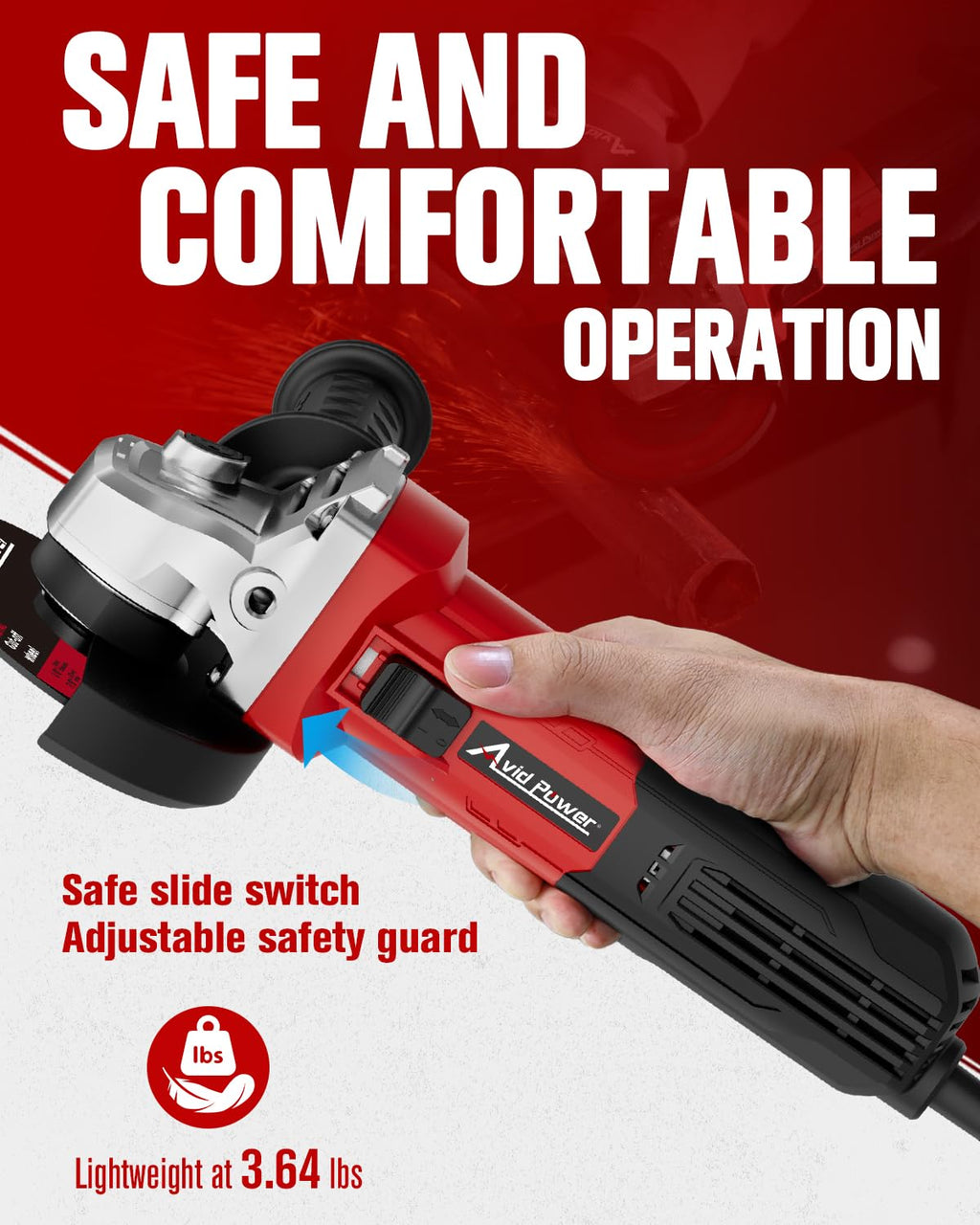 AVID POWER Angle Grinder, 7.5-Amp 4-1/2 inch Electric Grinder Power Tools with Grinding and Cutting Wheels, Flap Disc and Auxiliary Handle for Cutting, Grinding, Polishing and Rust Removal