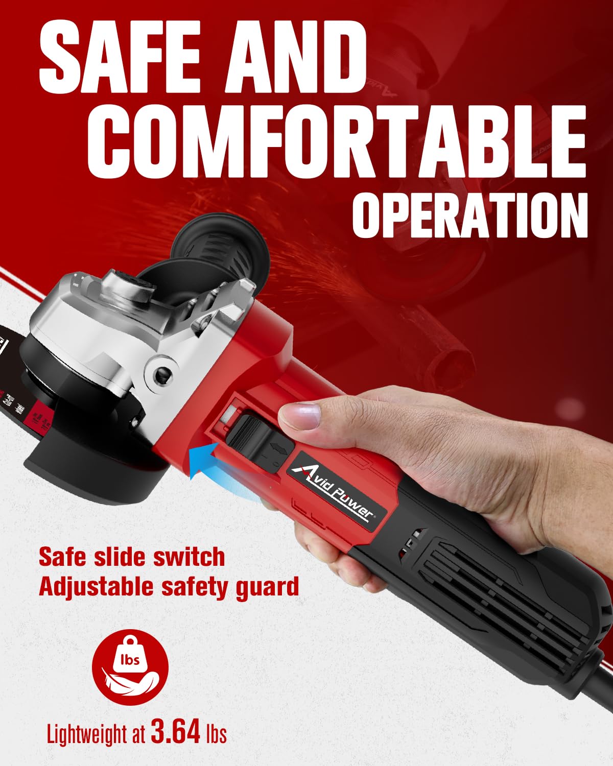 AVID POWER Angle Grinder, 7.5-Amp 4-1/2 inch Electric Grinder Power Tools with Grinding and Cutting Wheels, Flap Disc and Auxiliary Handle for Cutting, Grinding, Polishing and Rust Removal