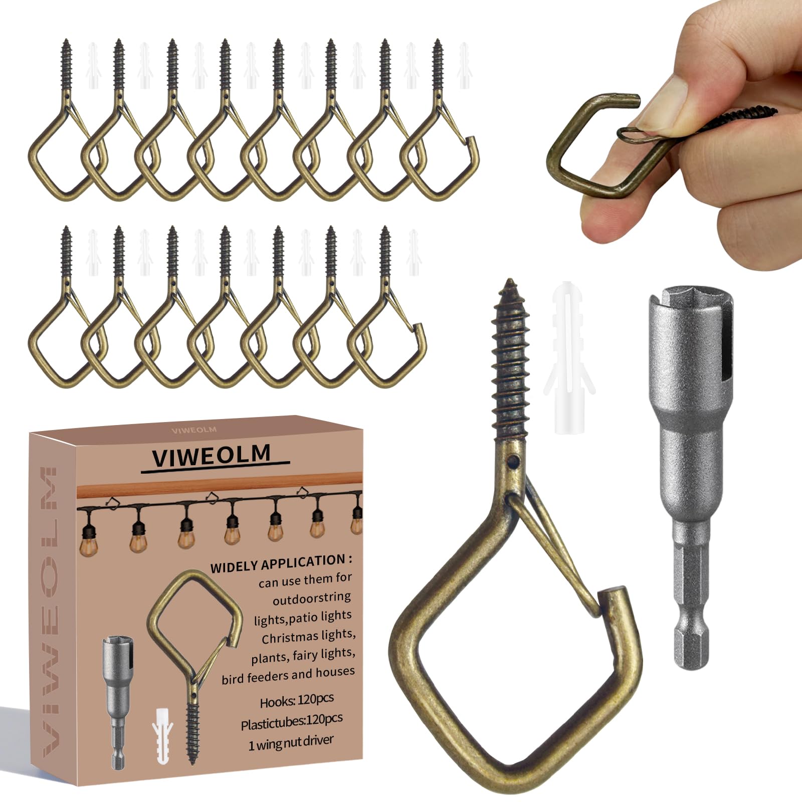 Viweolm Eye Hooks Screw Heavy Duty,Ceiling Hooks for Hanging Plants,String Lights,Cup,Wind Chime,Bird Feeders. Plant Hanger Indoor&Outdoor
