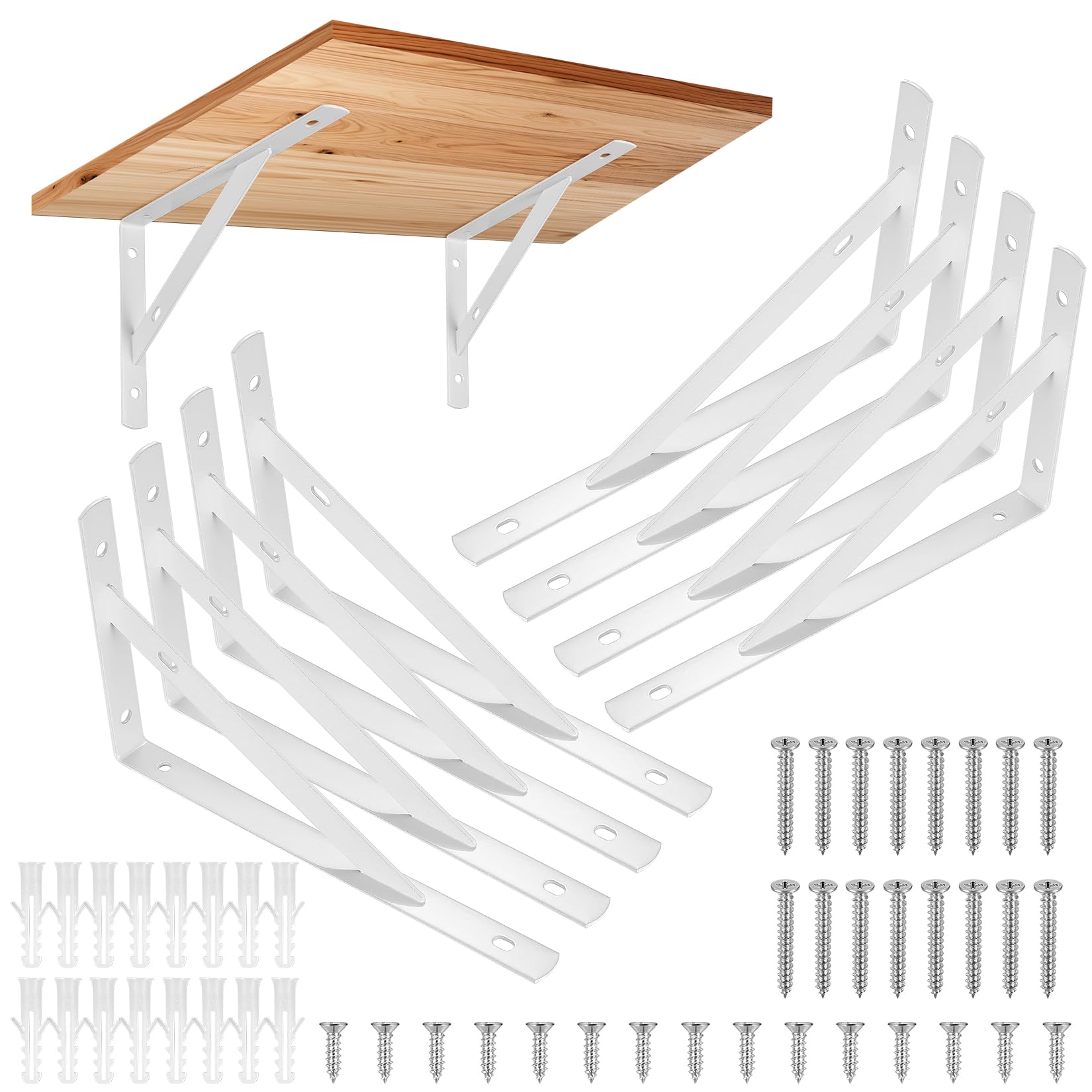 8 Pcs Heavy Duty Shelf Brackets, Floating Metal Shelf Brackets, Metal Wall Mount L Shaped Shelves Support Angle Brackets for Heavy Duty Floating Shelves Shelf Brackets