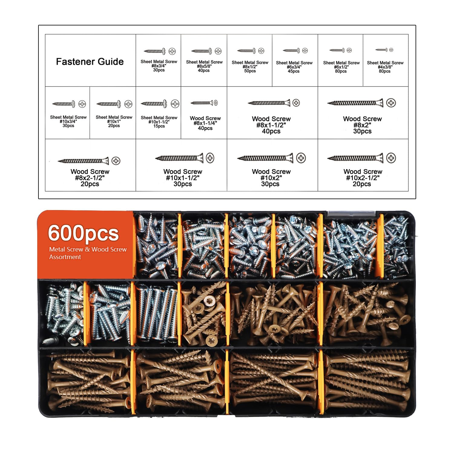 Haespot 3000-Piece Hardware Kit with Anchors, Tapping Screws, Deck Screws&Nails–DIY-Friendly,3-Tier Storage for Home Projects