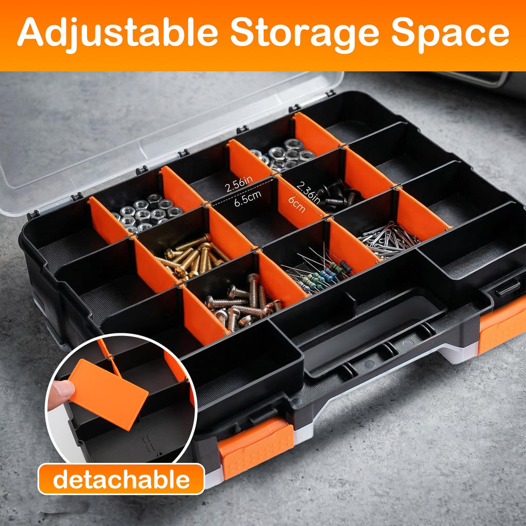 NOEAIKE Double Side Small Parts Organizer Hardware Storage for Screws Nuts