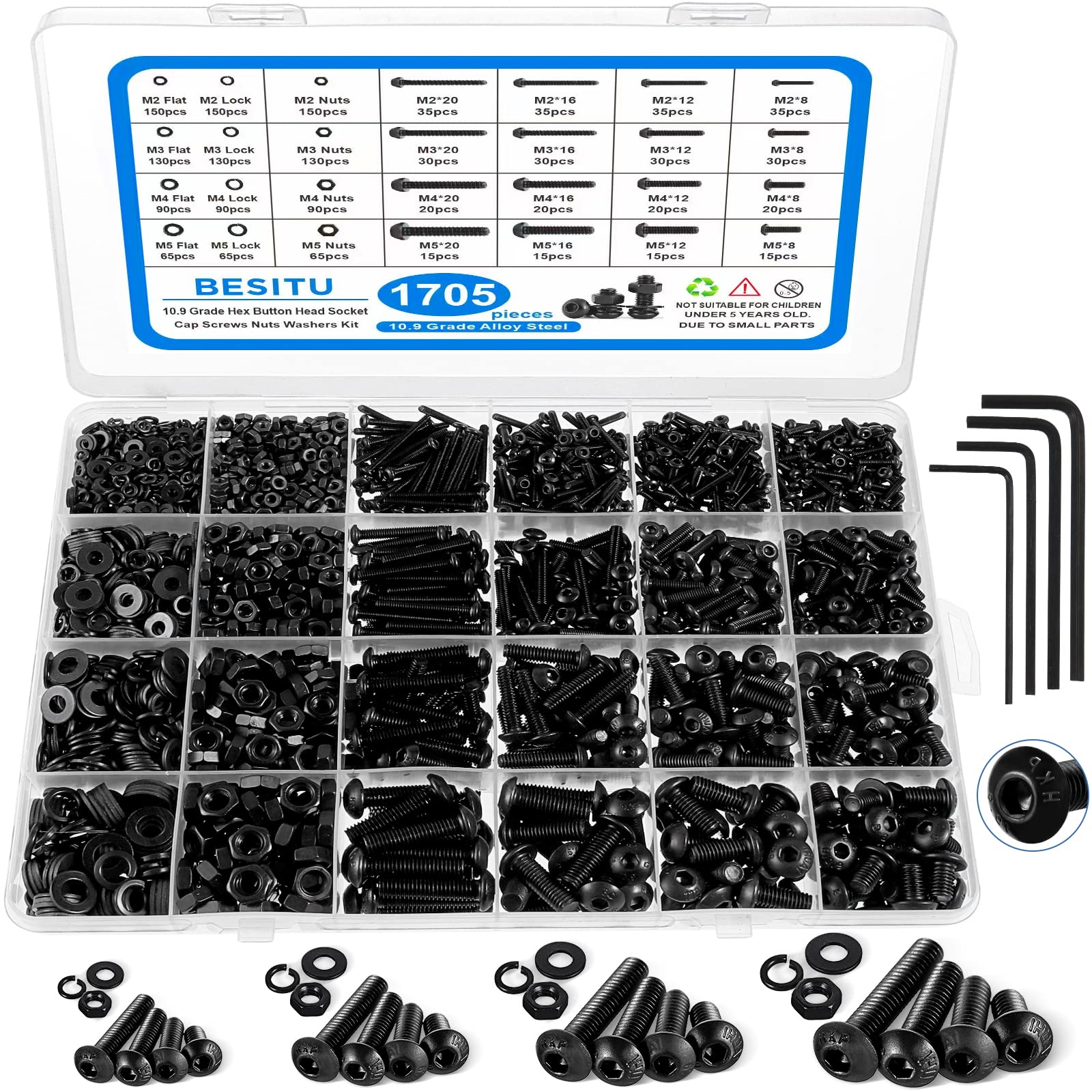 Machine Screws Assortment Kit Nuts and Bolts Washers Screws Set