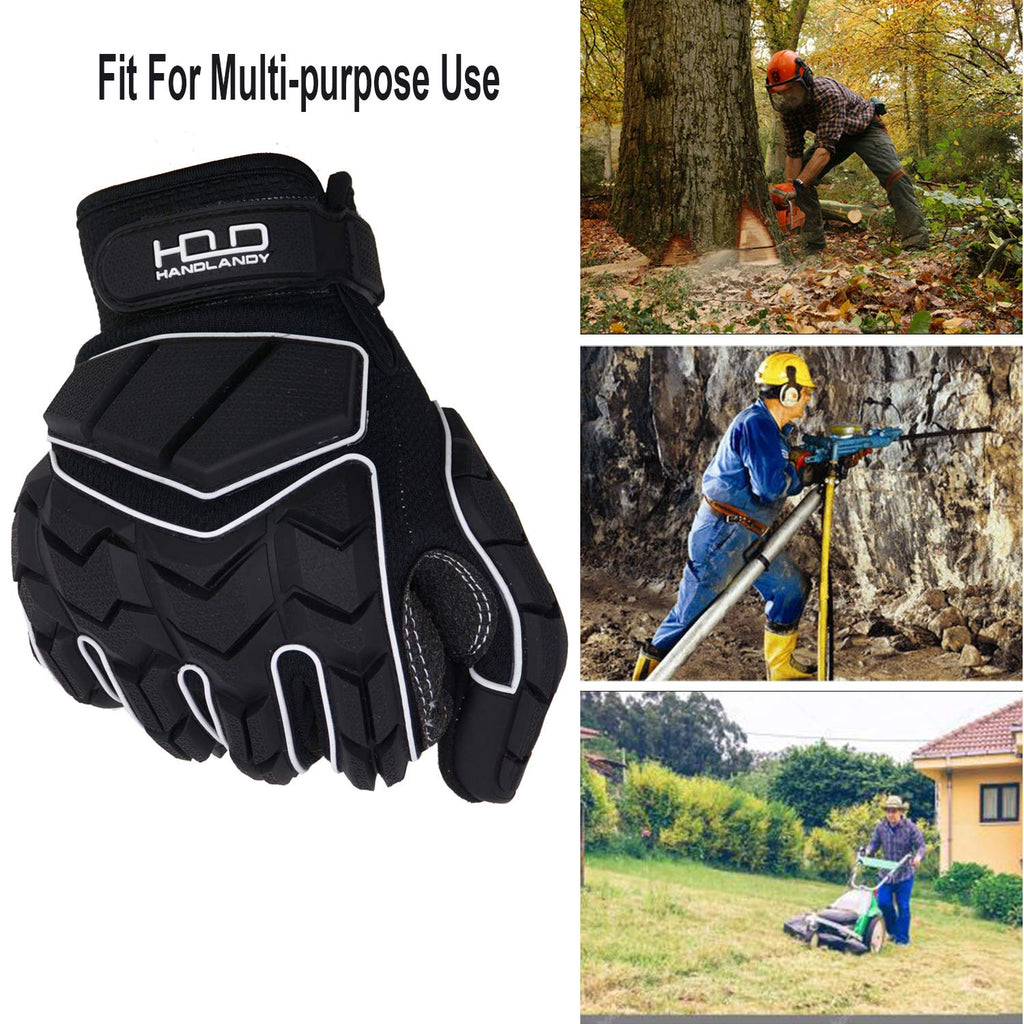 HANDLANDY Anti Vibration Gloves, SBR Padding, TPR Protector, Mechanic Work Gloves