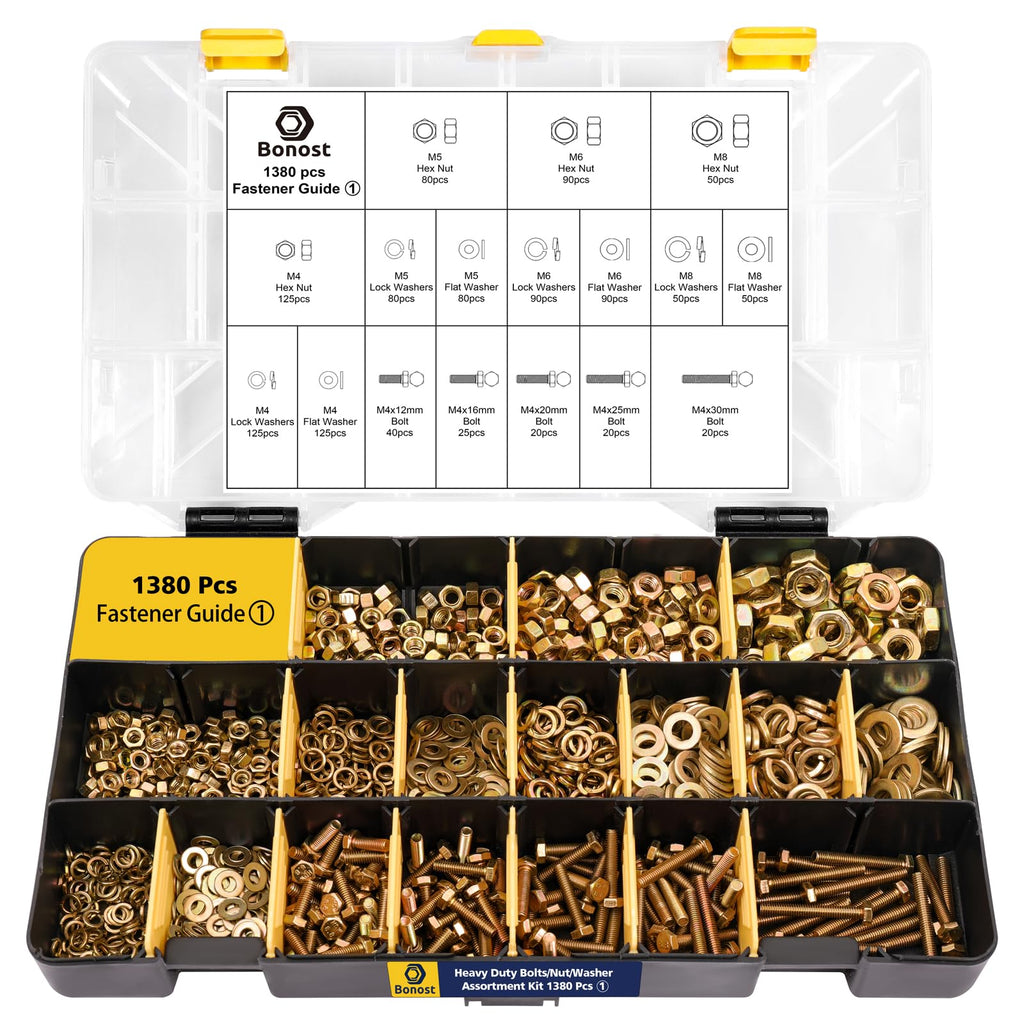 Bonost 3010pcs Nuts and Bolts Kit with Grade 8.8 Metric Hex Bolts, 4 Trays