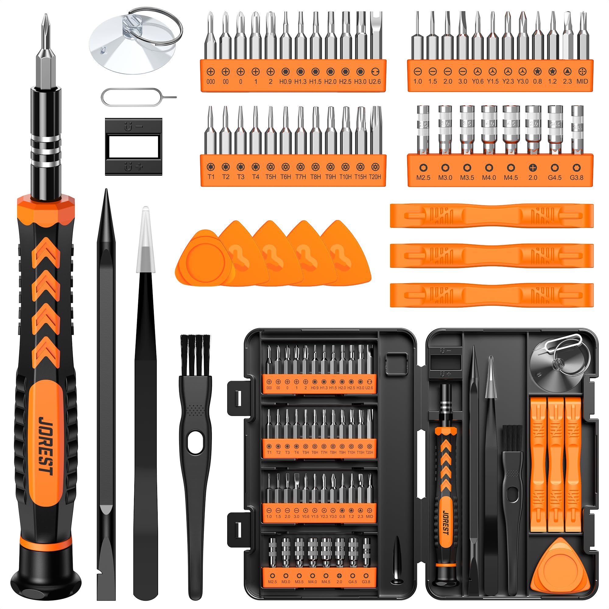 JOREST 38Pcs Small Precision Screwdriver Set with Torx T5, T6, Y00, Mini Repair Tool Kit for Macbook, Computer, Laptop, iPhone, PS4 PS5, Xbox, Switch, Eyeglasses, Watch, Ring Doorbell, Electronic, etc