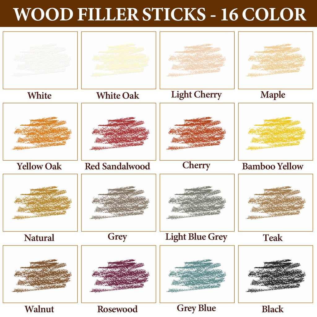 Wood Filler Sticks, 16 Colors Wax Filler Touch Up Pen