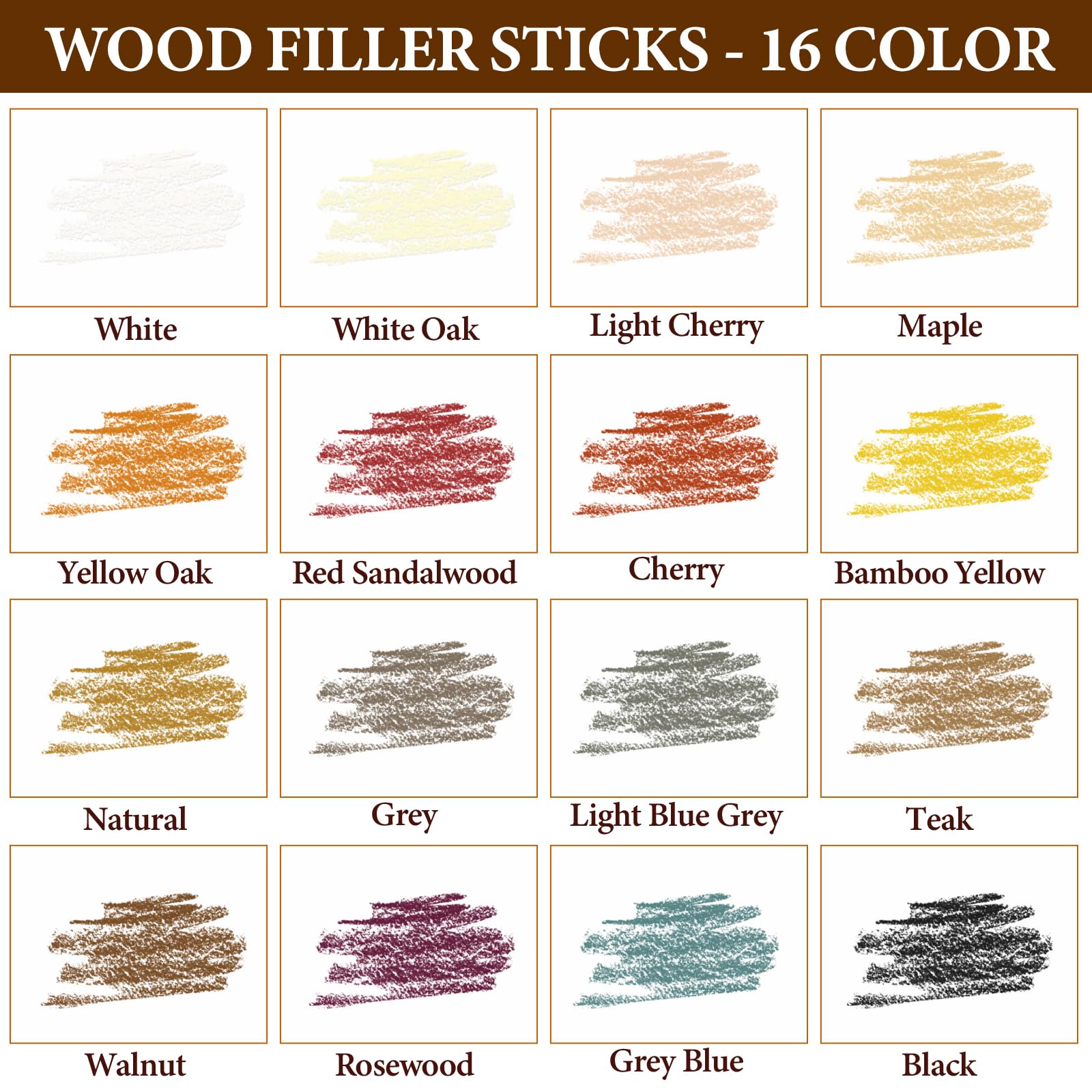 Wood Filler Sticks, 16 Colors Wax Filler Touch Up Pen