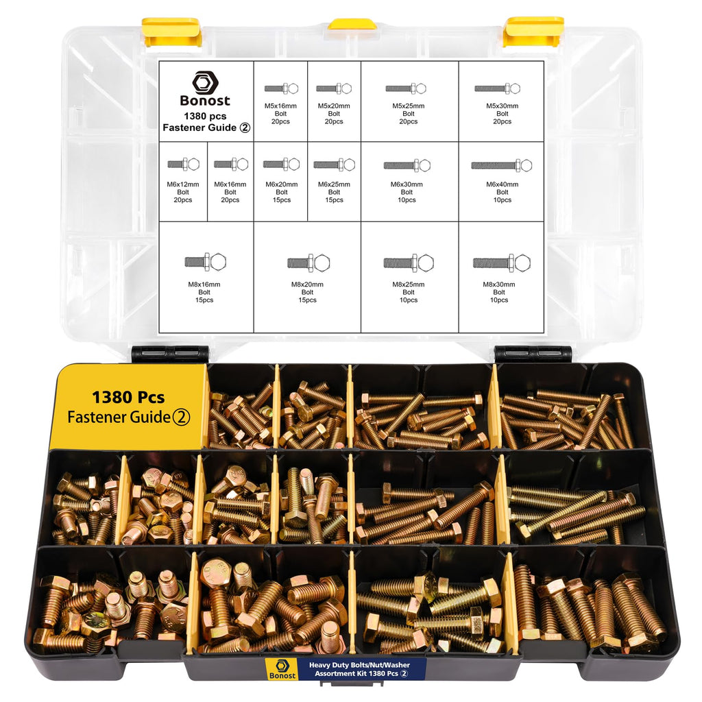 Bonost 3010pcs Nuts and Bolts Kit with Grade 8.8 Metric Hex Bolts, 4 Trays