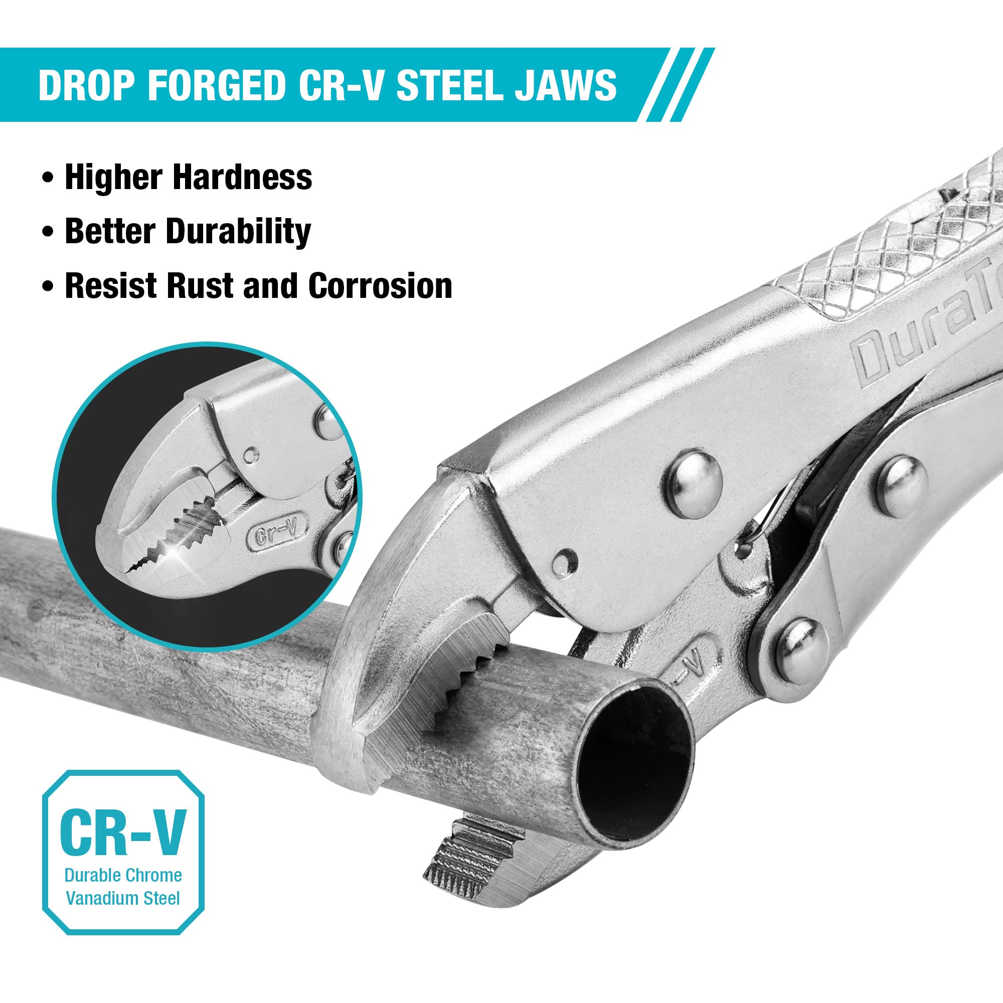 DURATECH Locking Pliers with Wire Cutter, Fit for Clamping Twisting Welding