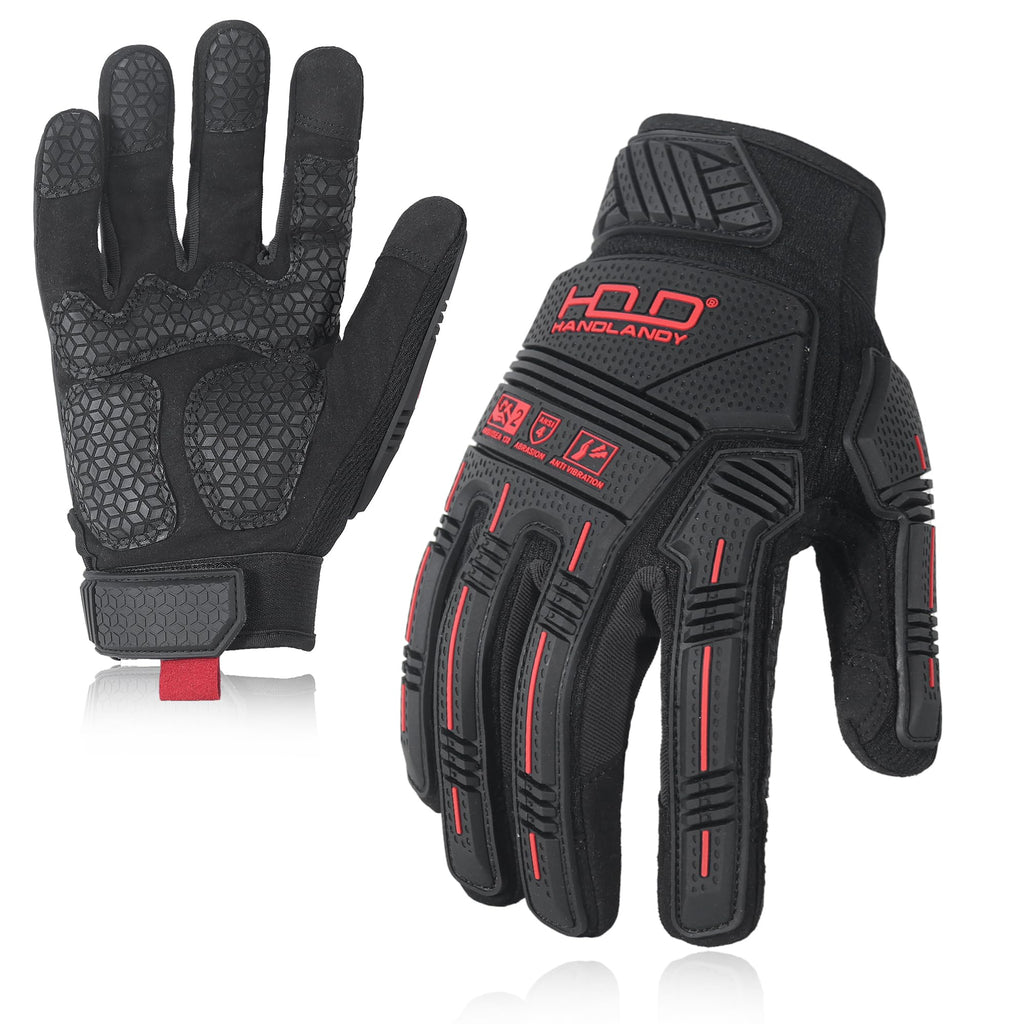 HANDLANDY Anti Vibration Gloves, SBR Padding, TPR Protector, Mechanic Work Gloves