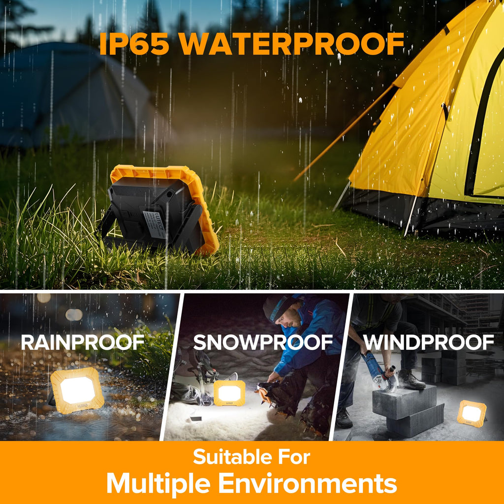 LUTEC 3500LM LED Work Light, Rechargeable Magnetic Work Lights with Stand, Portable 5000K Flood Light for Car Repair/Fishing/Camping/Emergency/Hiking, 3 Modes