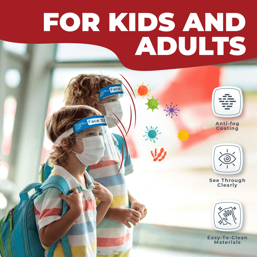 Medical Nation Face Shield for Women, Men & Kids, Anti-Fog, Lightweight Reusable Face Shield Mask