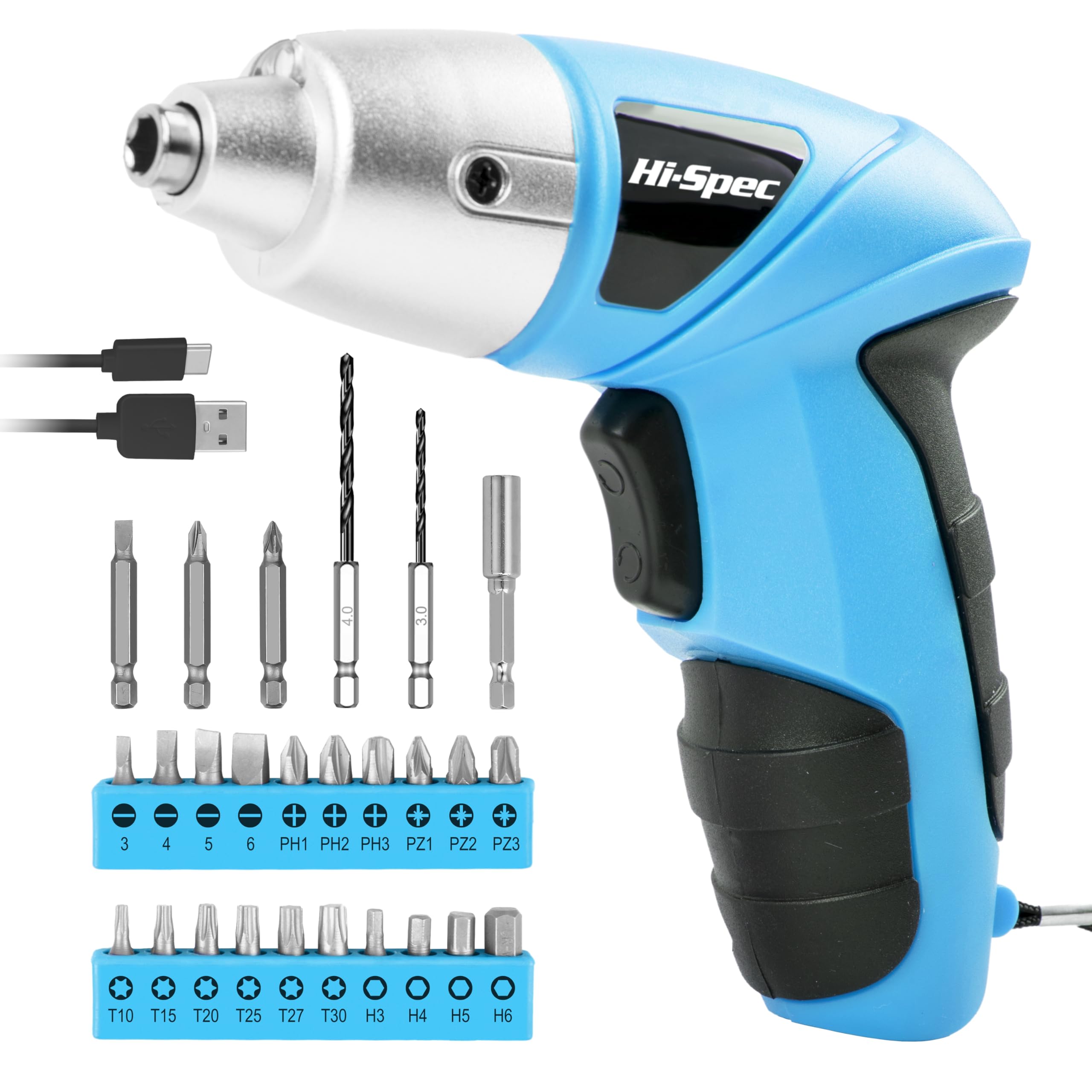 Hi-Spec Small Electric Screwdriver with Driver Bits