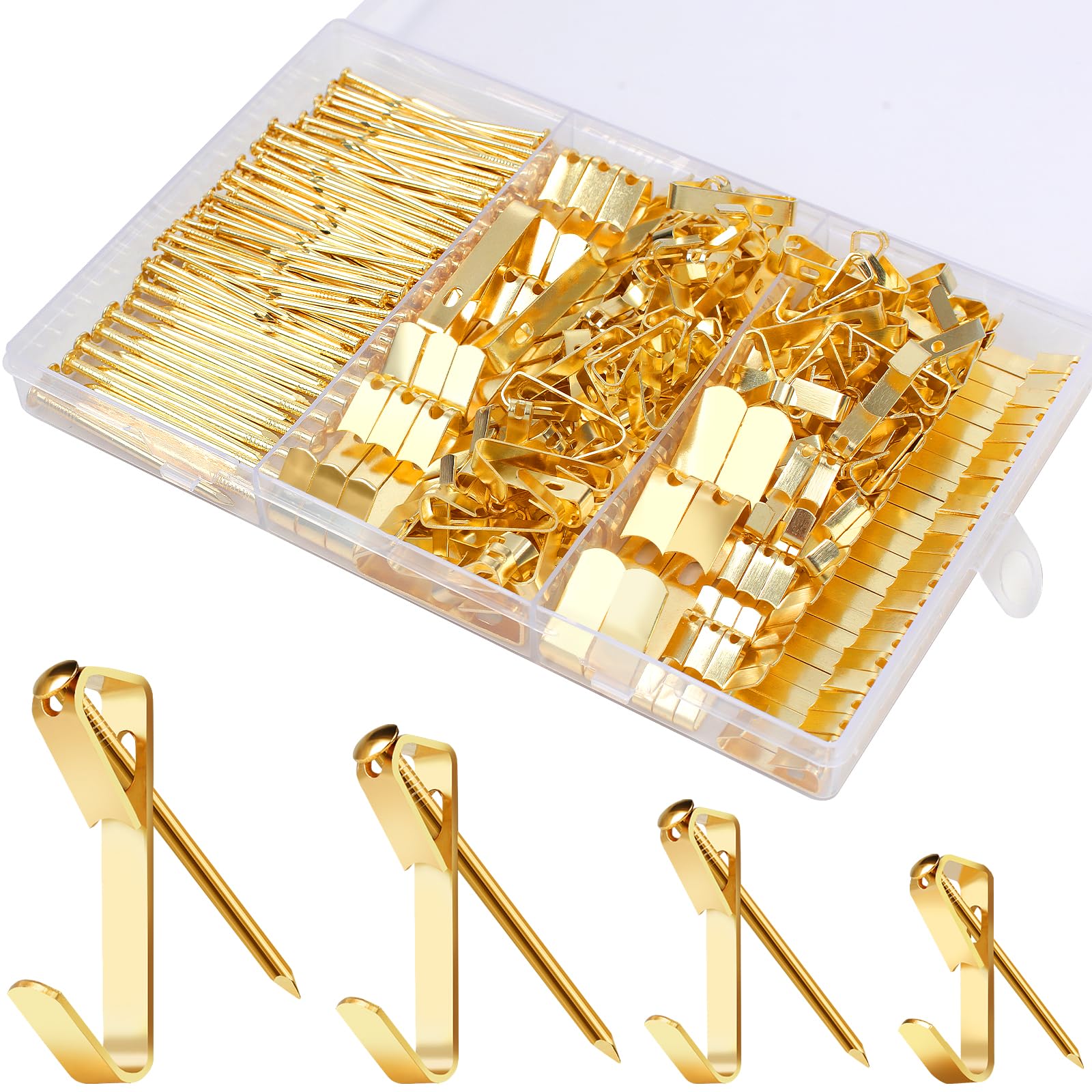 Picture Hanging Kit, 10lb, 30lb, 50lb and 100lb Picture Hangers, Metal Picture Hanging Hooks with Nails, on Drywall, Wooden Wall