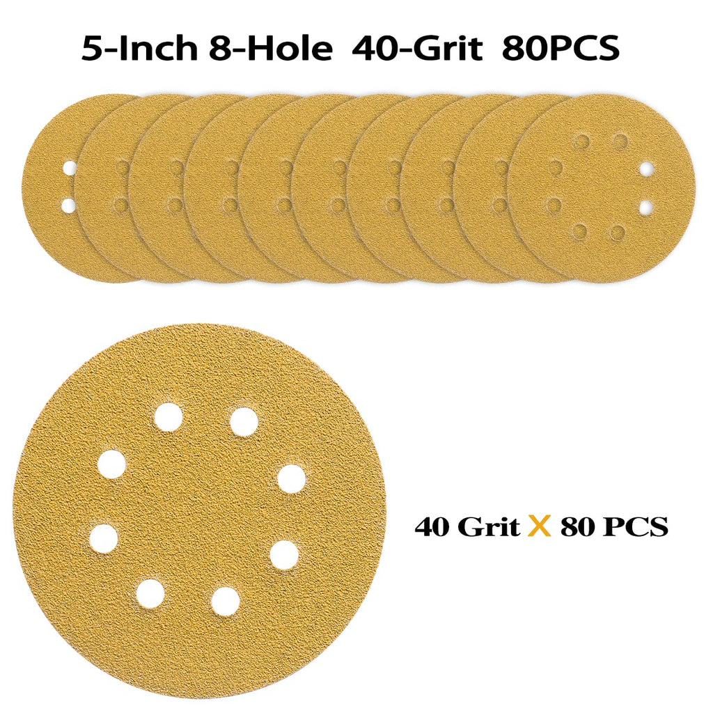 POTUINOM 5 Inch 8 Hole Sanding Discs