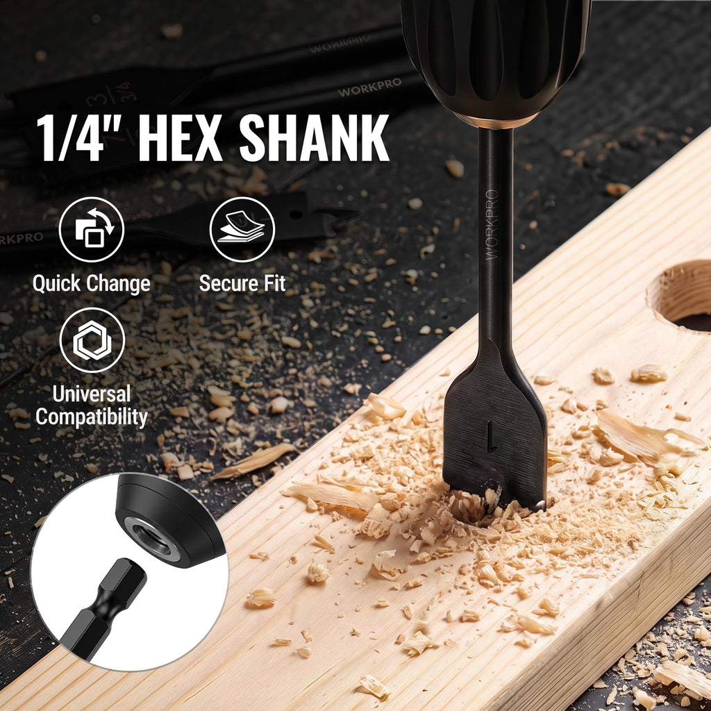 WORKPRO Spade Drill Bit Set