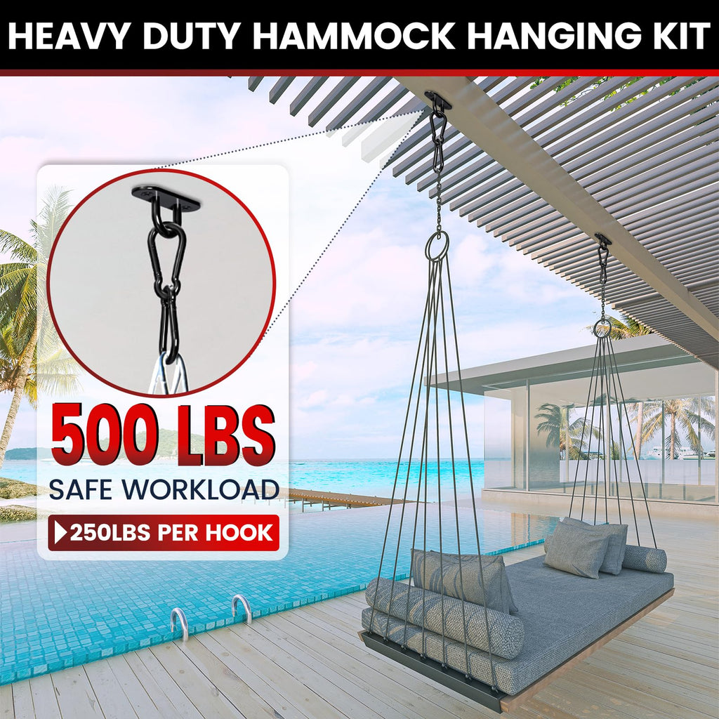 sprookber 304 Stainless Steel Pad Eye Snap Hooks, Heavy Duty Ceiling Hooks, Hammock Swing Hanging kit, Plant Hangers, Marine Hardware Staple Hook Loop with Screws, Set of 8