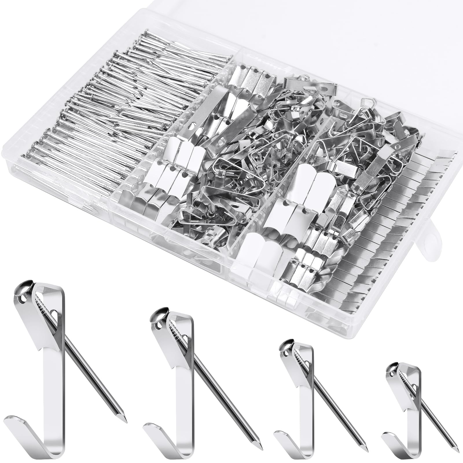 Picture Hanging Kit, 10lb, 30lb, 50lb and 100lb Picture Hangers, Metal Picture Hanging Hooks with Nails, on Drywall, Wooden Wall