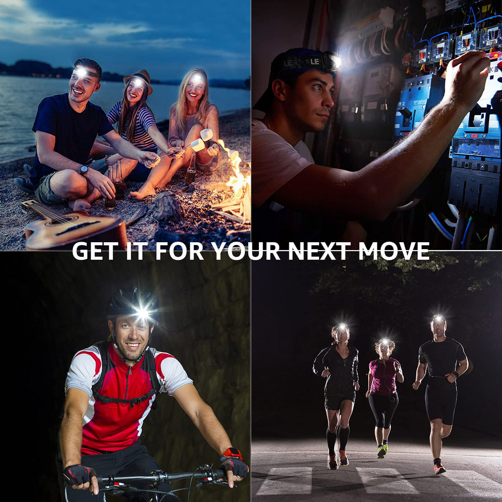 Lighting EVER LED Rechargeable Headlamp, L3200 High Lumen Bright Head Lamp with 5 Modes and White Red Light, Waterproof Forehead Flashlight for Outdoor Camping, Hiking, Hunting, Running, Survival