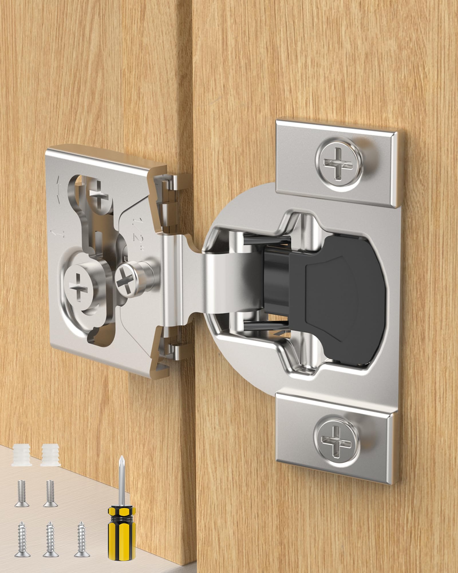 Onemake Face Frame Soft Close Cabinet Hinges, 105° Concealed Hinge, Smooth Slow Self Closing, 3D Adjustable, Hidden Hardware Replacement for Kitchen, Wardrobe, Cupboard Door