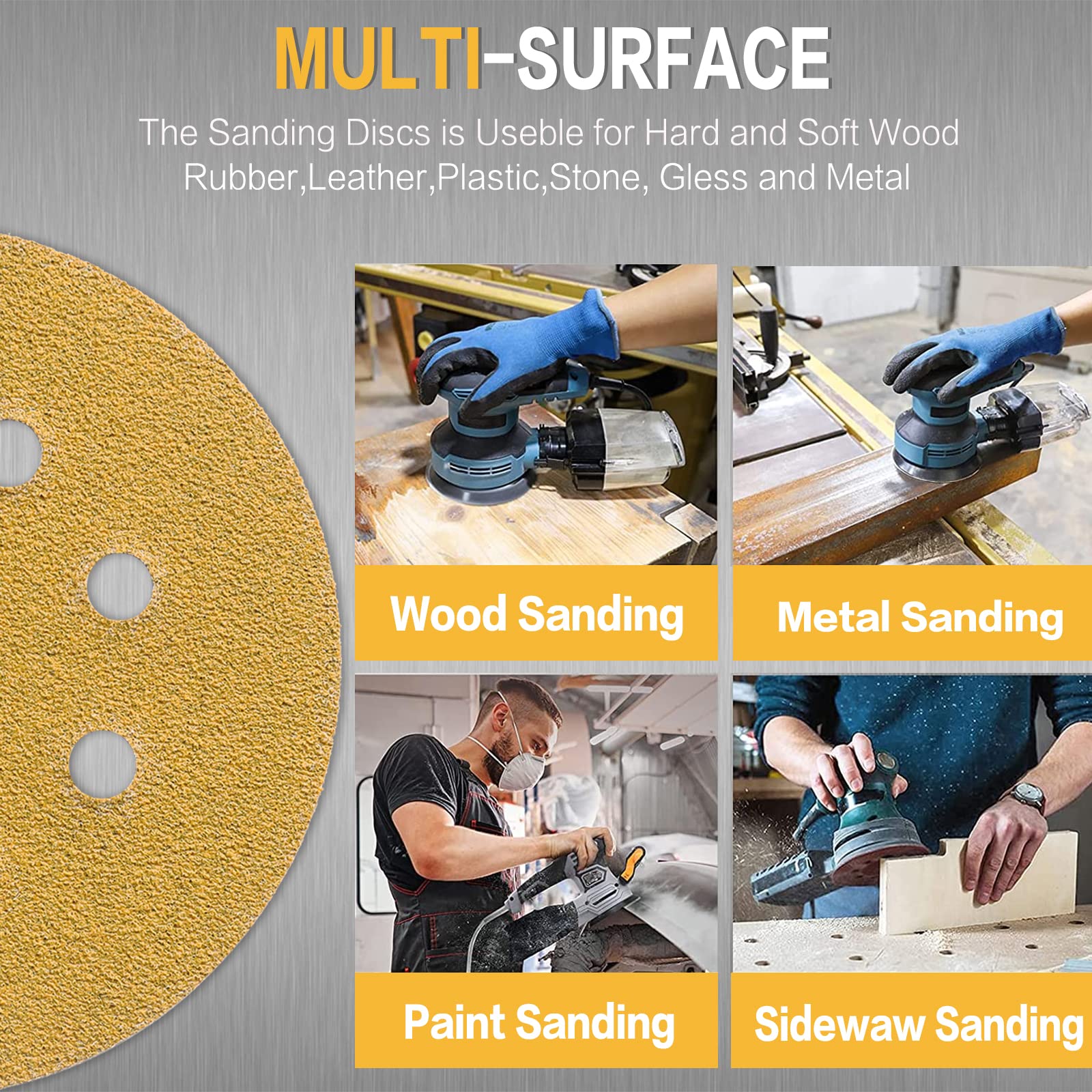 POTUINOM 5 Inch 8 Hole Sanding Discs