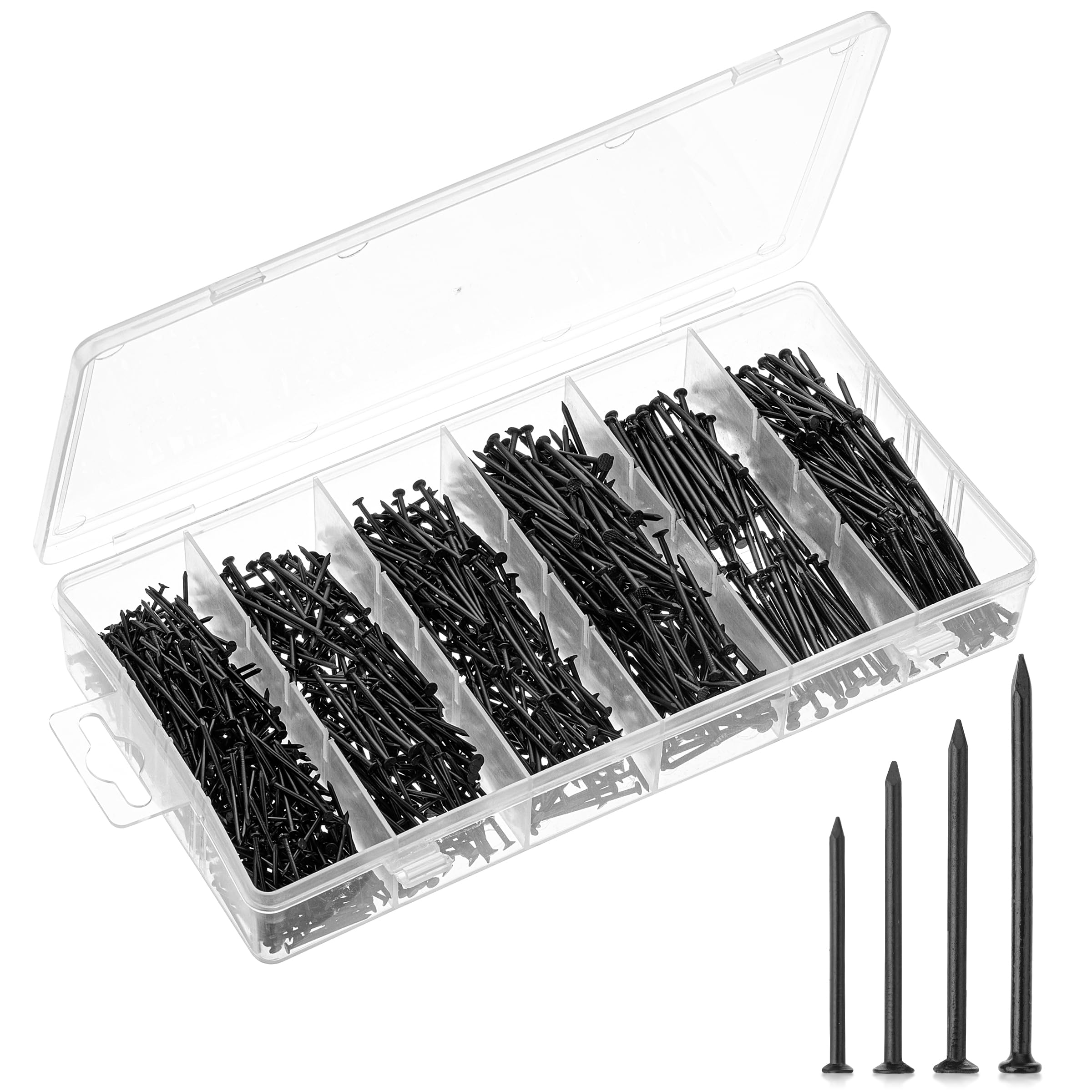 Mr. Pen- Nail Assortment Kit, 600 Pcs, 4 Sizes, Silver, Small Nails for Hanging Pictures