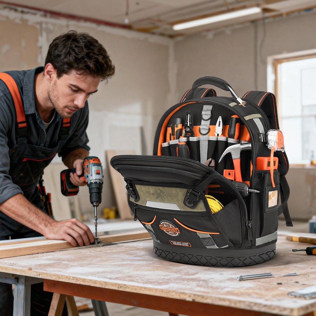 Tool Backpack Bag, Electrician Tool Bag 78-Pockets & Loops Tools Bag HVAC Tool Bags for Men, Heavy Duty Storage Construction tools Backpack