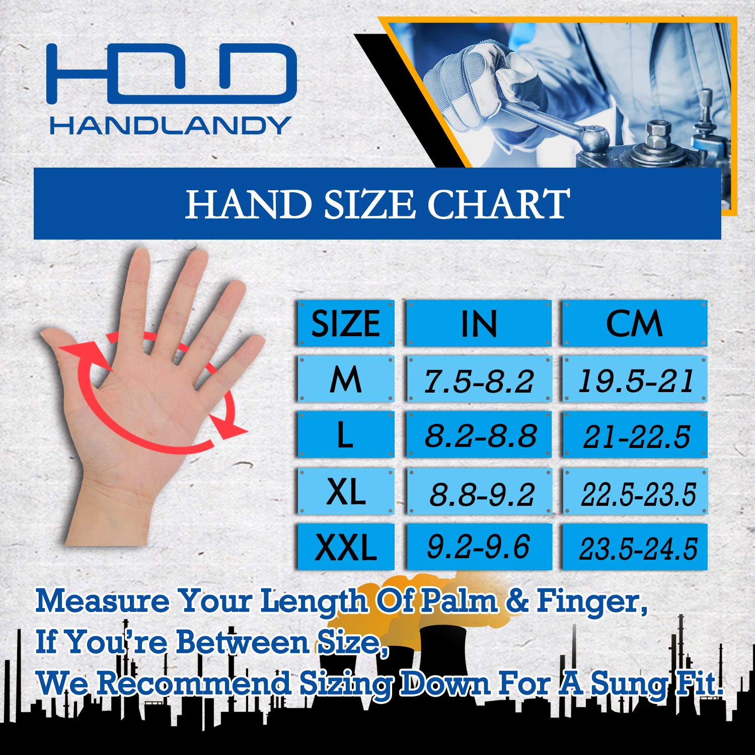 HANDLANDY Anti Vibration Gloves, SBR Padding, TPR Protector, Mechanic Work Gloves