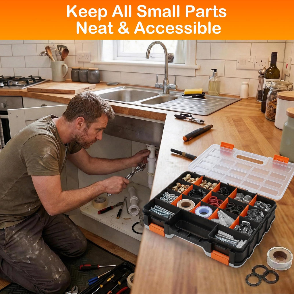 NOEAIKE Double Side Small Parts Organizer Hardware Storage for Screws Nuts