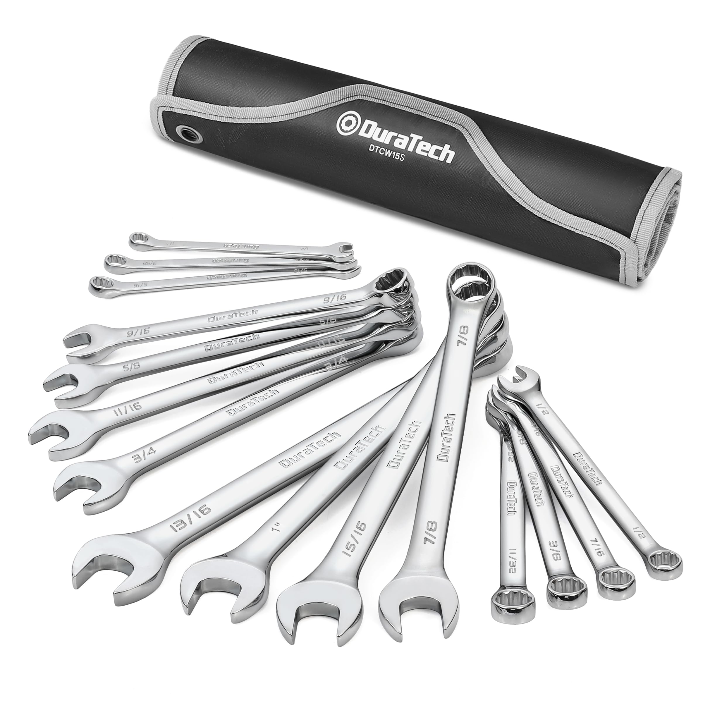 DURATECH Combination Wrench Set, 11-Piece, Single, Metric, SAE