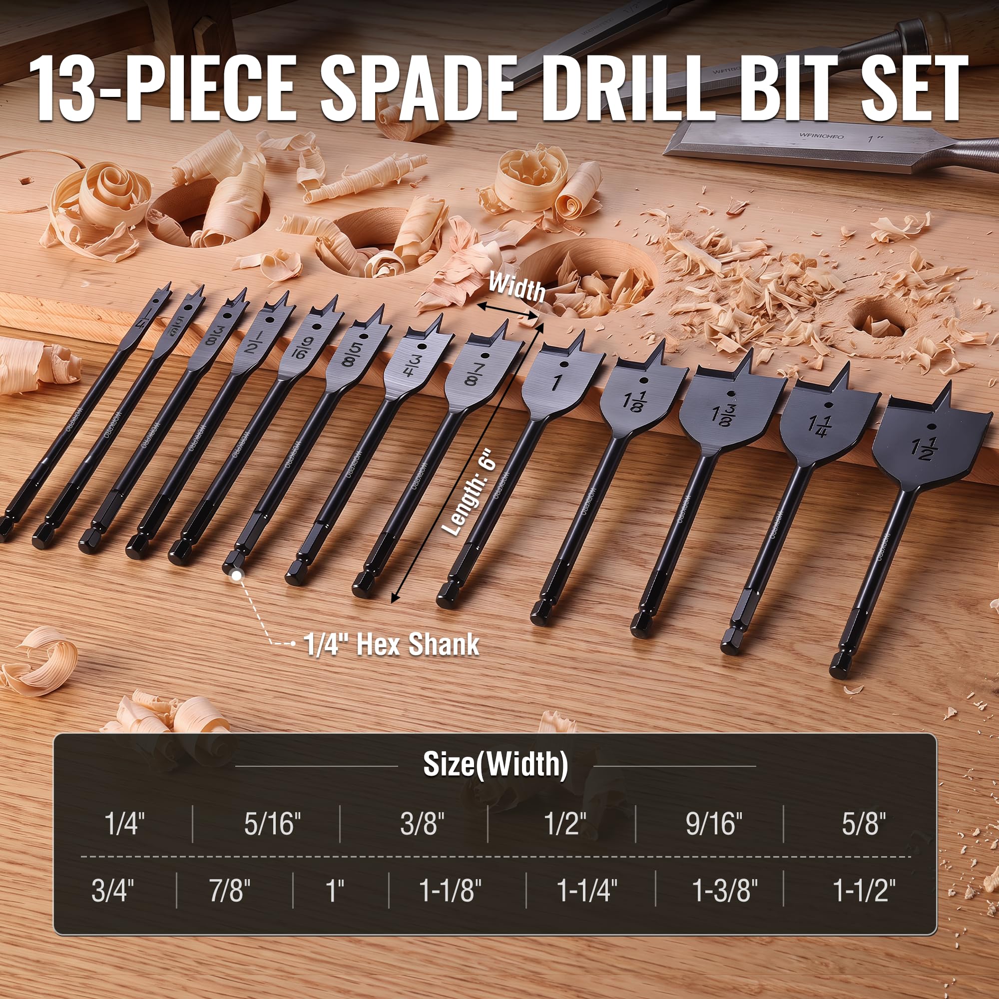 WORKPRO Spade Drill Bit Set