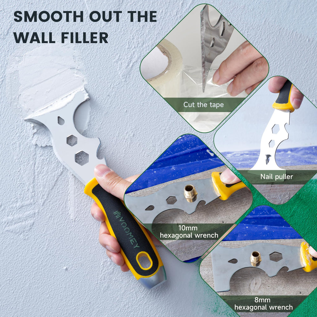 Voomey Stainless Steel Putty Knife, Metal Scraper, Paint Scraper Tool For Removing Wallpaper, Repairing Drywall, Scraping, Repairing, Plastering, and Other Painting Projects