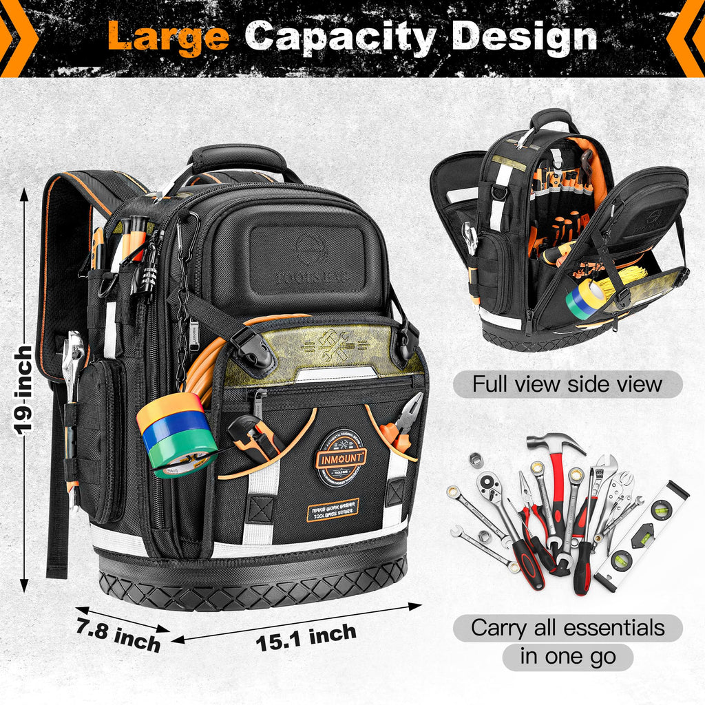 Tool Backpack Bag, Electrician Tool Bag 78-Pockets & Loops Tools Bag HVAC Tool Bags for Men, Heavy Duty Storage Construction tools Backpack
