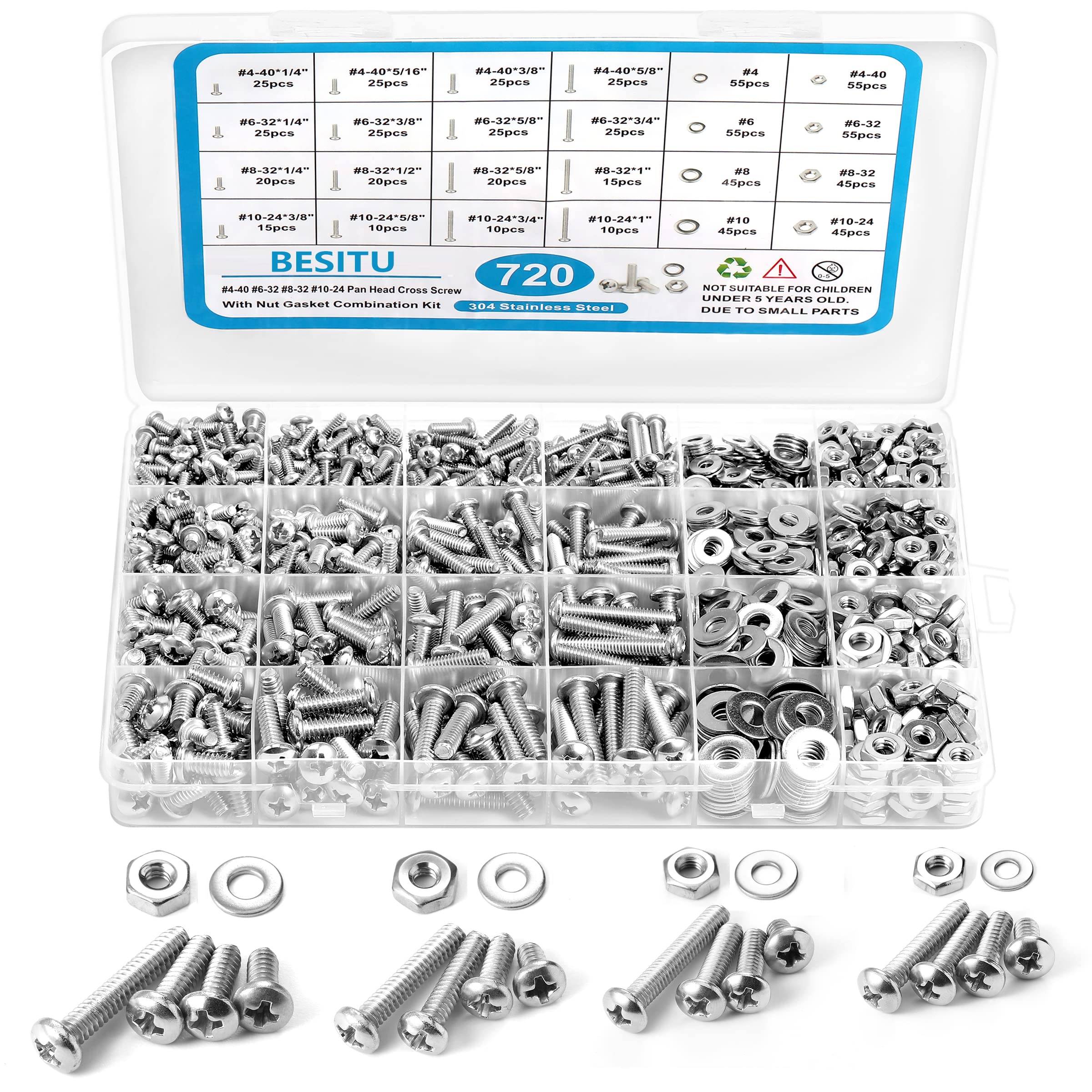 Machine Screws Assortment Kit Nuts and Bolts Washers Screws Set