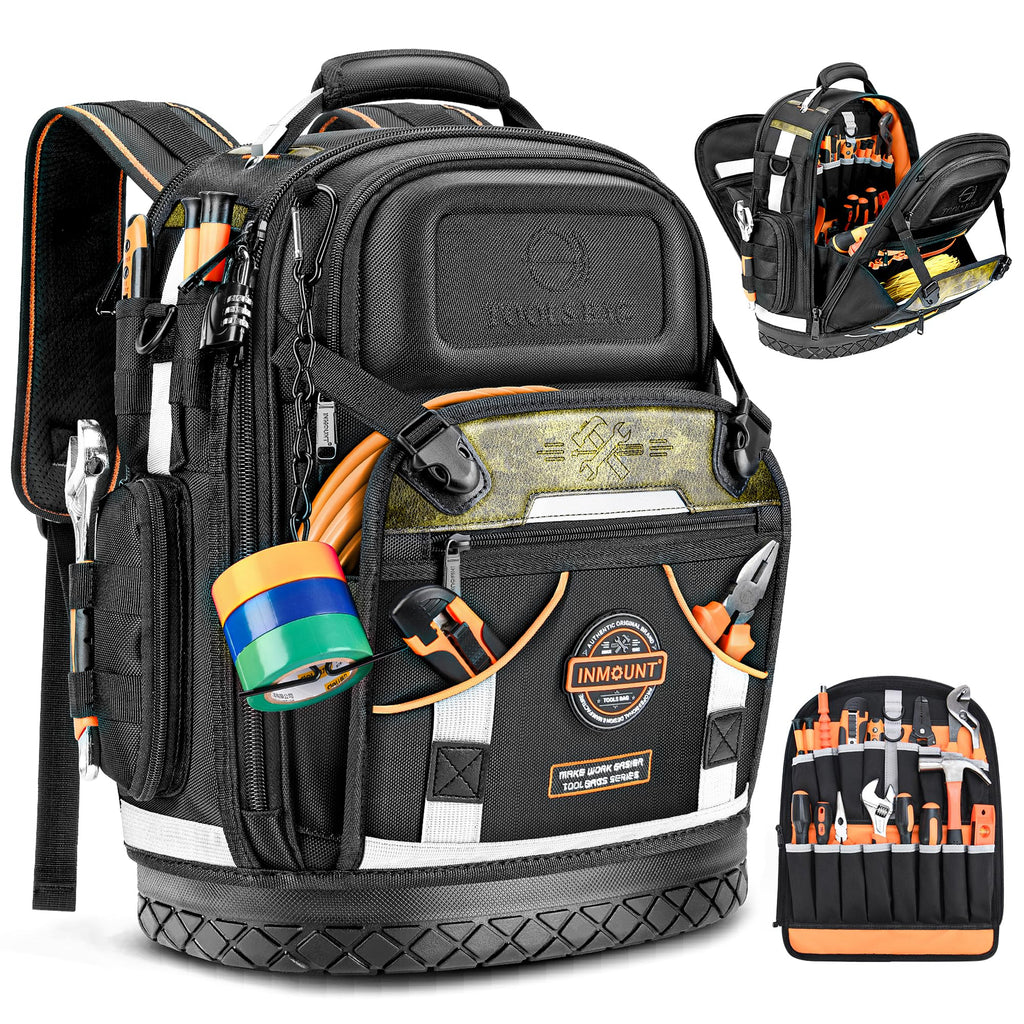 Tool Backpack Bag, Electrician Tool Bag 78-Pockets & Loops Tools Bag HVAC Tool Bags for Men, Heavy Duty Storage Construction tools Backpack