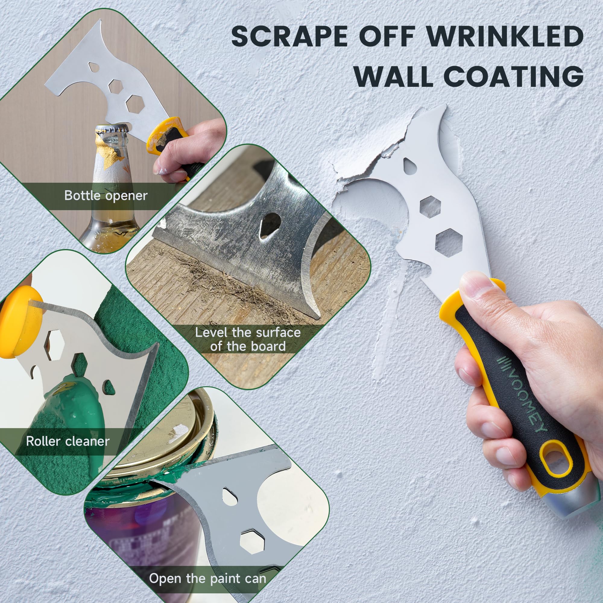 Voomey Stainless Steel Putty Knife, Metal Scraper, Paint Scraper Tool For Removing Wallpaper, Repairing Drywall, Scraping, Repairing, Plastering, and Other Painting Projects