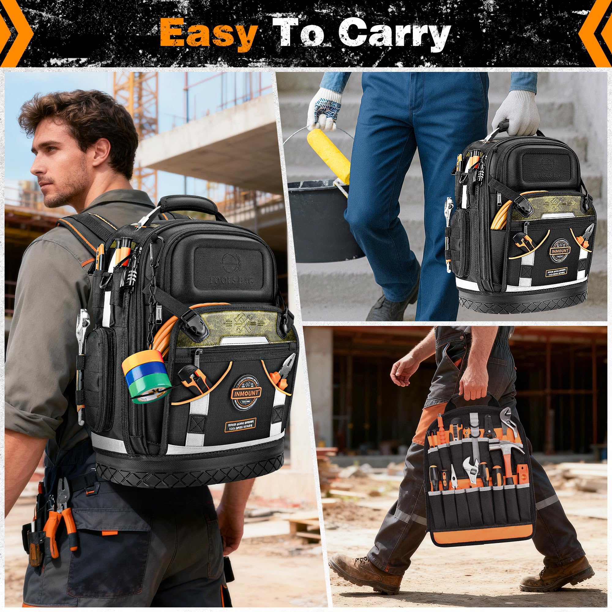 Tool Backpack Bag, Electrician Tool Bag 78-Pockets & Loops Tools Bag HVAC Tool Bags for Men, Heavy Duty Storage Construction tools Backpack